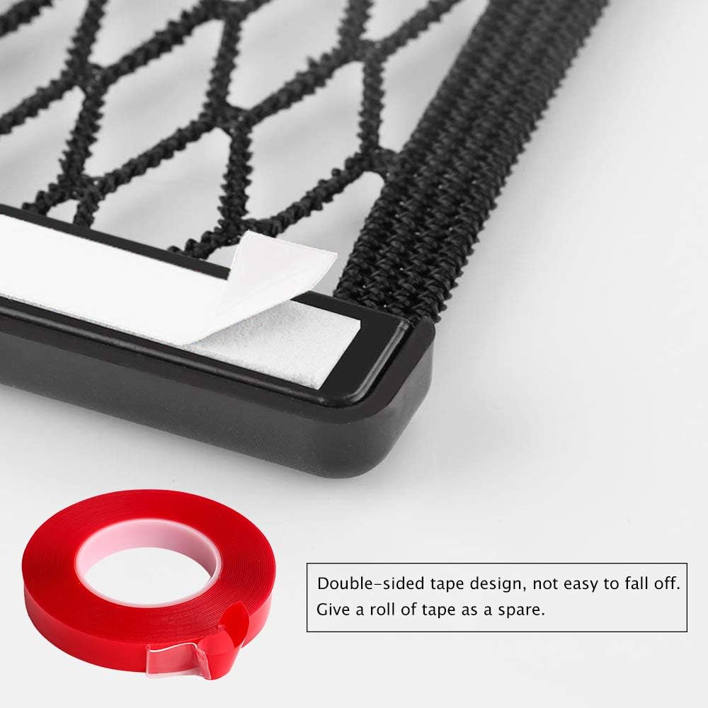 CUGBO Car Storage Net Bag, 6 Pack ABS Plastic Frame with Stretchable Mesh Net, Universal String Bag Car Seat Side Back Stick-on for Purse Phone Holder Pocket Organizer with 1PC Double Sided Tape Gift