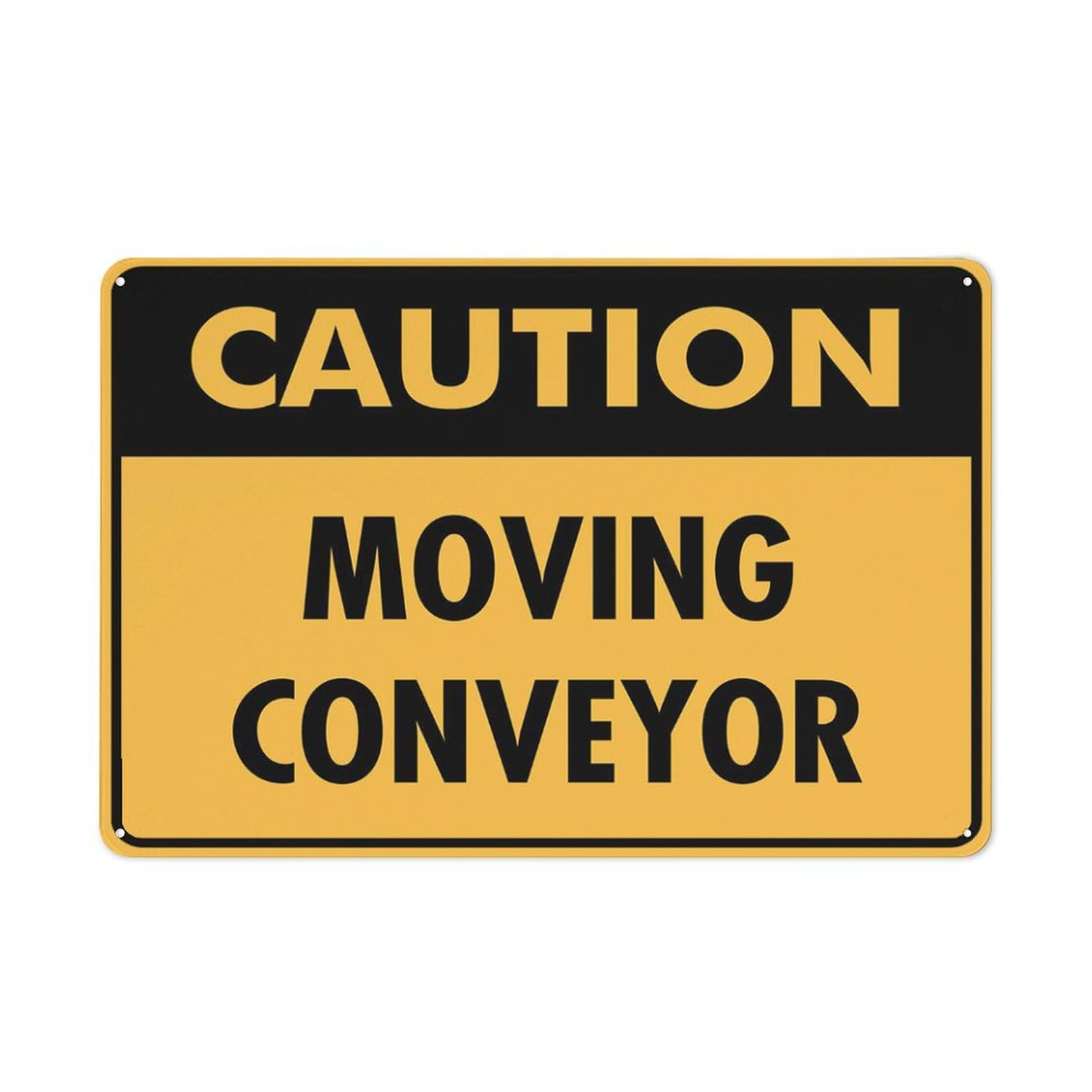 Caution - Moving Conveyor Sign, 8x12 Inch Tin Wall Decor for Garden & Yard