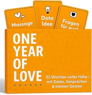 Wöchentliche Ideen für Paarzeit – Lustiges & Romantisches Geschenk zum Jahrestag, Hochzeitstag & Valentinstag – Für Ehemann, Ehefrau, Partner & Brautpaar – Enthält 52 Date Karten + 52 Bonus Karten