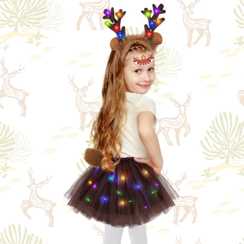 Tacobear Luminoso Costume Animale Bambina Gonna Tutu LED Kit di Costume Animale Cerchietto Coda Halloween Costume Cosplay Festa Carnevale Costume per Bambini (Gatto