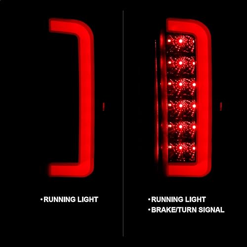 Miniatura 2 de ANZO (311351) 1987-1996 Ford F-150 Luces traseras LED lente humo carcasa negra (par)