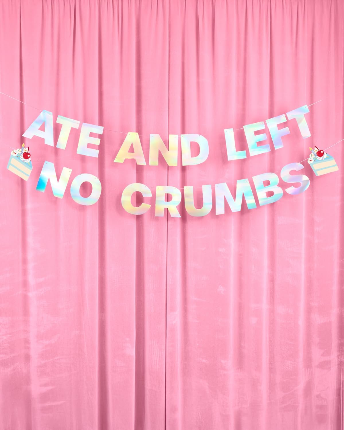 xo, Fetti Ate and Left No Crumbs Birthday Banner | Iridescent Foil, Girls Birthday Party Decor, Trendy Teen Birthday Decorations, Pink, Girly, Gen Z, Sweet 16, Photo Prop, Birthday Backdrop