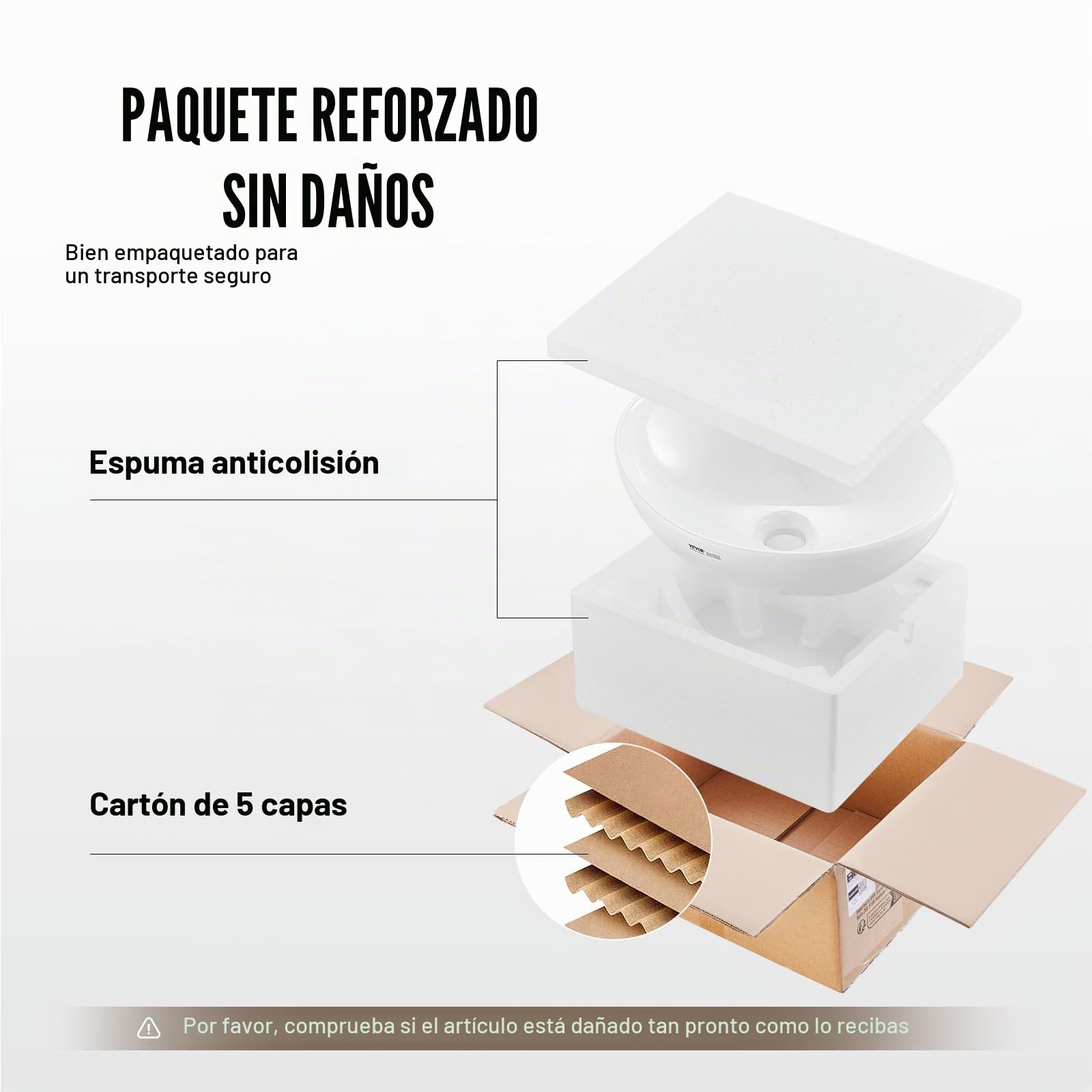 VEVOR - Fregadero ovalado, encimera de lavabo de 16 x 13.4 pulgadas, fregaderos de baño de cerámica blanca encima del mostrador, fregadero con estilo moderno, bien empaquetado para baño, hotel,