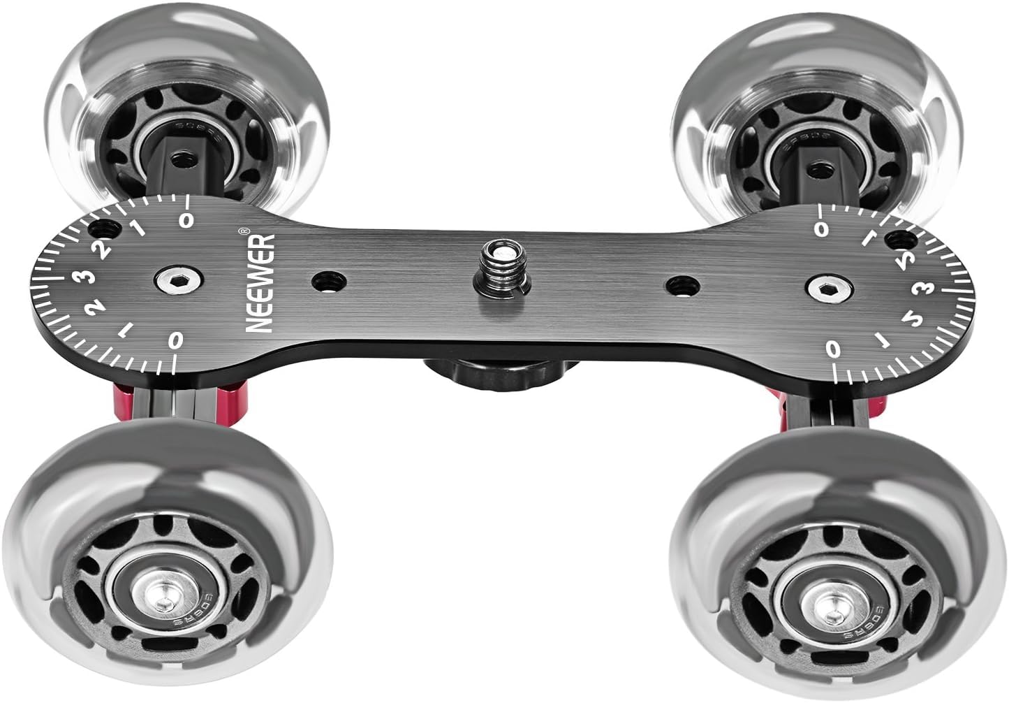 Neewer Skalowany stolik do aparatu Dolly Slider z 22 funtów/10 kg, nośność deskorolkarza, aluminiowe pręty obrotowe gumowe kółka 1/4" 3/8" gwinty śrubowe do lustrzanek cyfrowych (czarny)