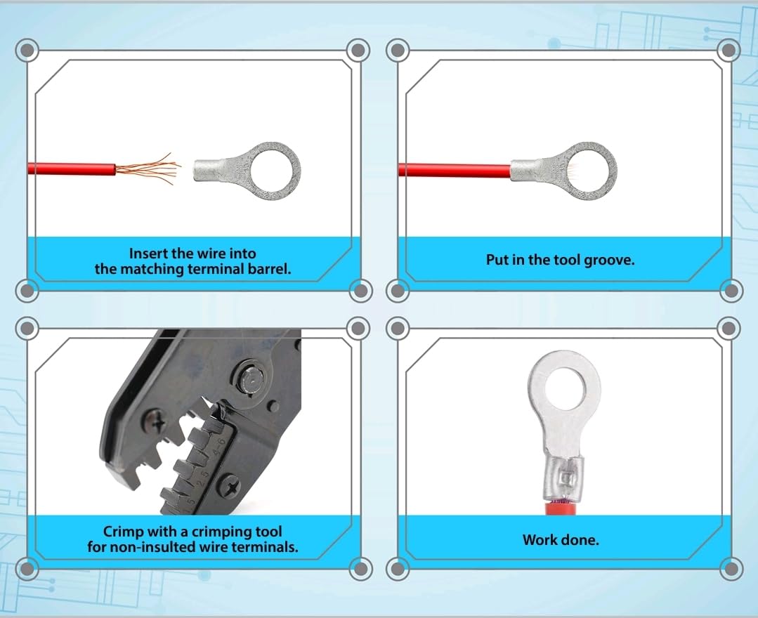 Non-Insulated Ring Terminal & Fork Connector Kit, 320pcs 22-16/16-14/12-10 AWG Wire Lugs Terminals, Electric Crimp Connector,Cable Lock use for Connection,Money Back Guaranty After 30 Days.