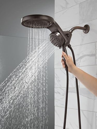 Miniatura 27 de Delta Faucet HydroRain H2Okinetic 58680-CZ-PR25 - Regadera doble de 5 pulverizaciones con rociador de mano y manguera, regaderas de mano, caudal