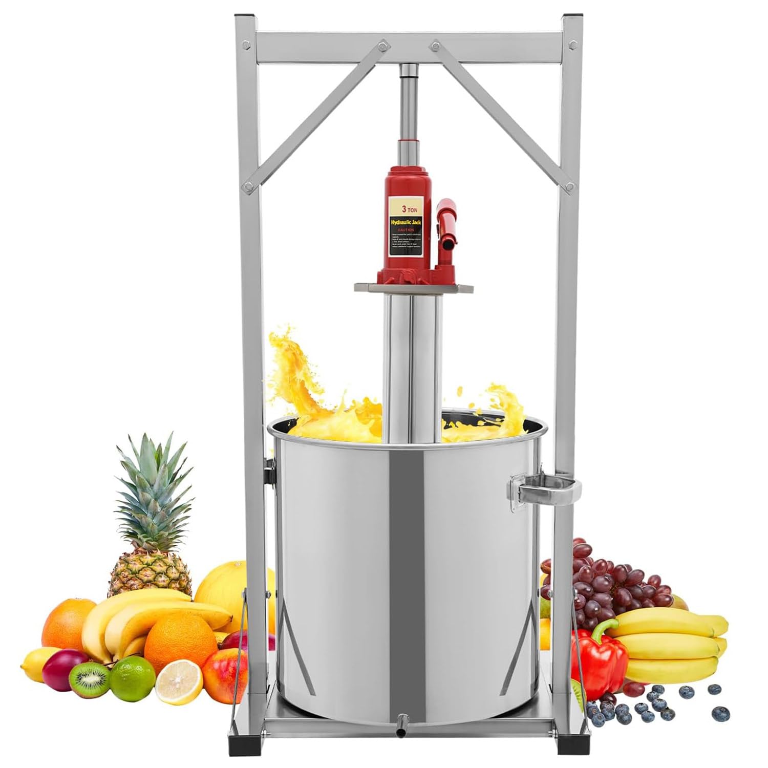 MYUYEE Hydraulic Fruit Press, Stainless Steel Manual Press Machine, Grape Crusher Fruits Vegetables Juice Making,Outdoor (12L)