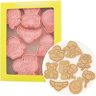 Sponsored Ad - Wedding Cookie Cutters 8Pcs Set, Valentine's Day Cookie Cutters with Plunger Stamps, 3D Cookie Stamp for En...