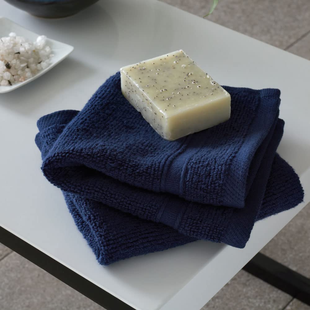 Julian Charles Blue Catherine Lansfield Zero Twist Navy Cotton Towels - 2Pk Face Cloth