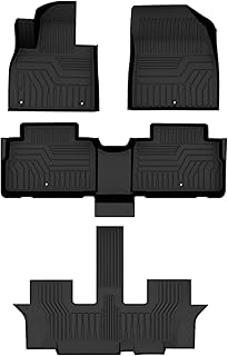 FIILINES Custom Fit for Floor Mats 2020-2023 Hyundai Palisade with 2nd Row Bucket Seats 3D All Weather Floor Liners Waterproof Durable 1st & 2nd & 3rd Row Liner Set Black