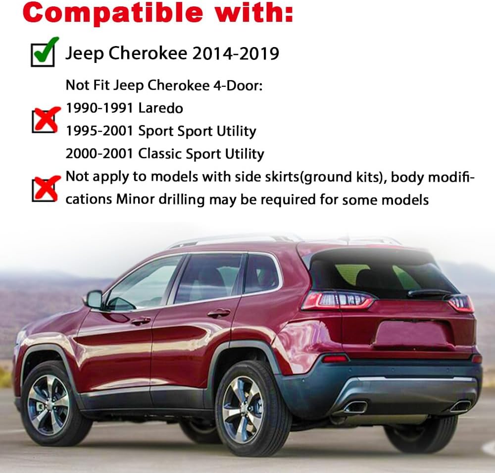 PIT66 Fender Flare, Compatible with 2014-2019 Jeep Cherokee 1Pcs Rear Left Wheel Opening Molding Textured Black 1UU89RXFAC