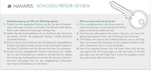 Miniatura 7 de Navaris Caja de llaves de montaje en pared, organizador de gabinete de 48 llaves con cerradura, soporte de almacenamiento de metal con ganchos para