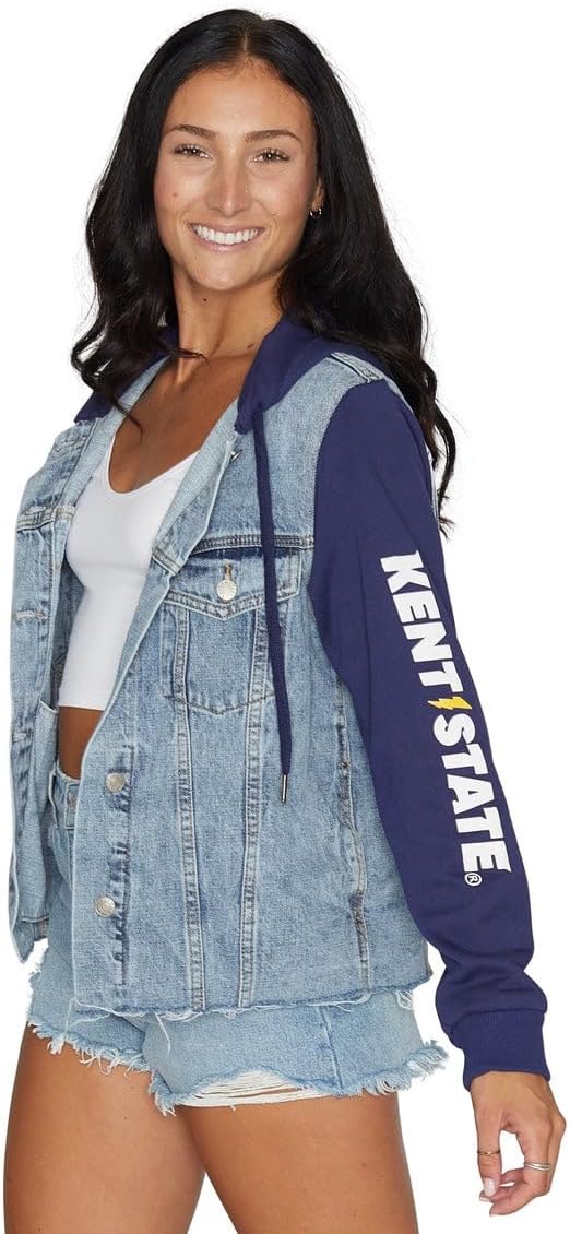Lojobands Women's College Fleece Denim Jean Jacket