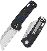 Vista 7 de QSP Penguin - Cuchillo de bolsillo mini plegable, hoja de 2.25" Sandvik 14C28N de dos tonos satinados, mango de micarta marrón oscuro, bloqueo