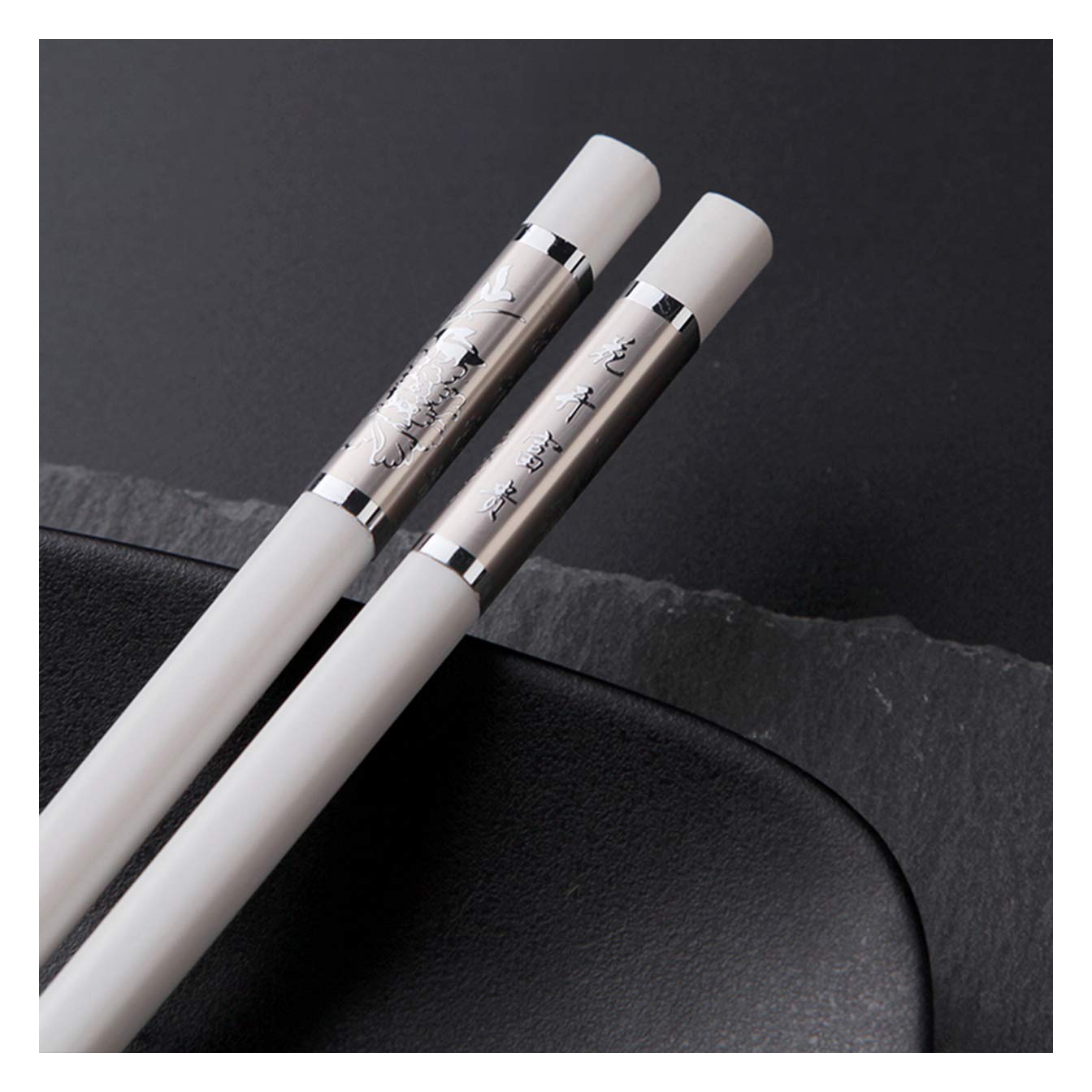 SaryEdge Alloy Chopsticks Fiberglass Chopsticks - 10 Pairs Japanese Style Reusable Chopsticks Set - 9.5"/24.2Cm Heat Resistance Non Bending Chopsticks For Sushi Noodle Rice E,E