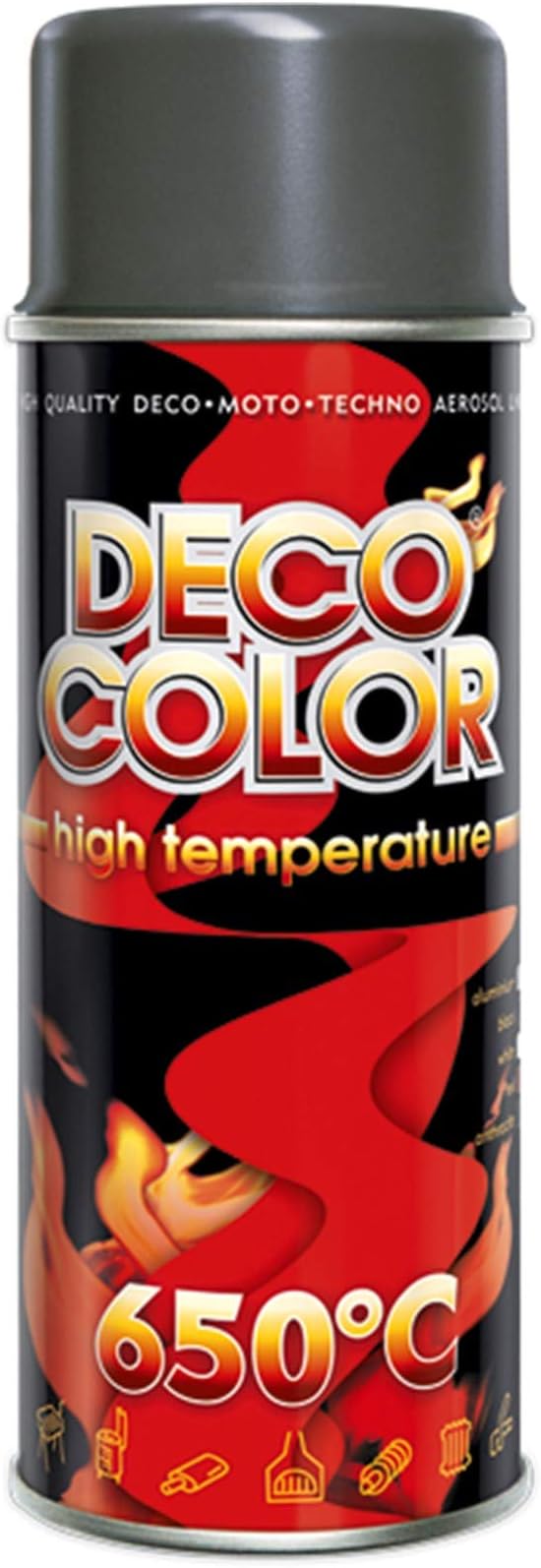 DECO COLOR Heat Resistant Spray Paint HIGH Temperature STOVES EXHAUSTS BBQ VHT XHT (Dark Grey - Anthracite)