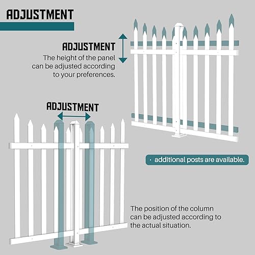 Miniatura 7 de TANG Panel de valla de vinilo de PVC blanco de 32 pulgadas de alto x 84 pulgadas de ancho, valla decorativa de jardín para patio, pasarelas, 34