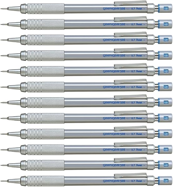 Pentel Graphgear 500 ołówek mechaniczny 0,7 mm, srebrny