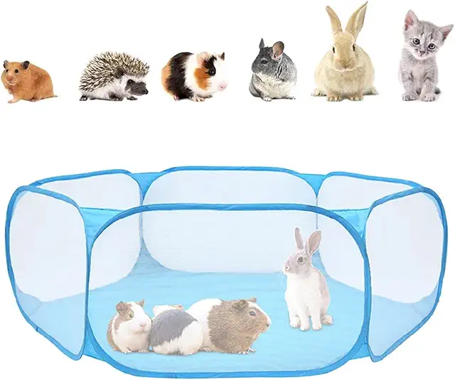 Jaula Plegable para Cobayas y Animales Pequeños, Parque de Juegos Azul