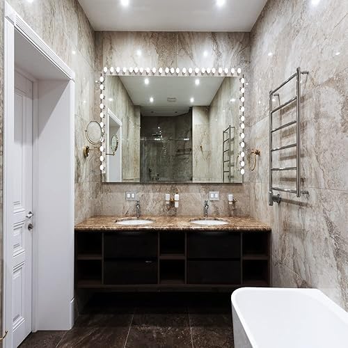 Miniatura 5 de DYSMIO Lighting - Tira de seis luces para tocador, estilo Hollywood, con placas de níquel cepillado, accesorios de grado de salón para dormitorio,