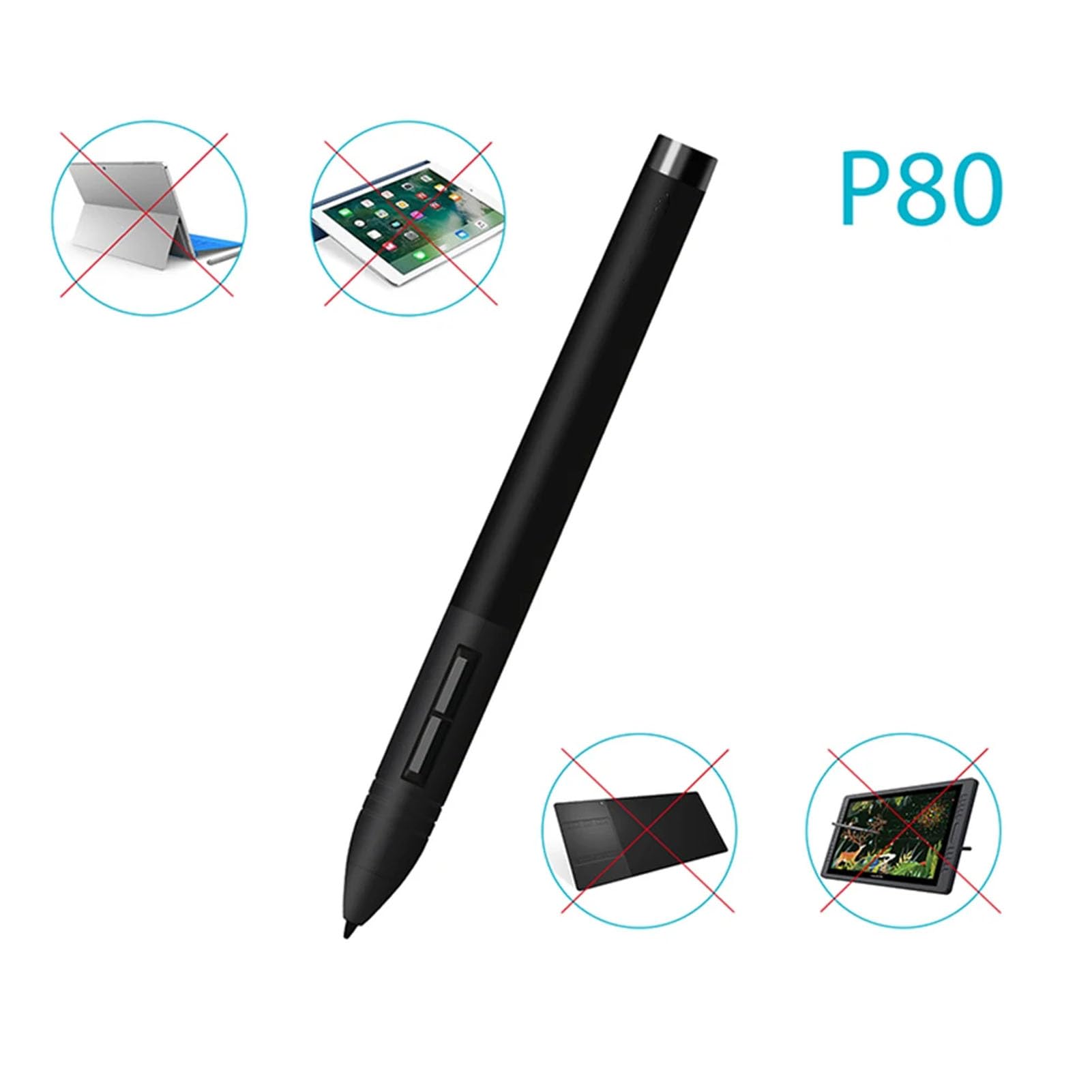 P80 Penna Digitale Penylus per Tablet da Disegno Grafico, Risoluzione 5080lpi 8192 Livello di Pressione 233PPS Risposta Rapida Tablet Grafica Portatile Penna per K58 W58 H58L 420