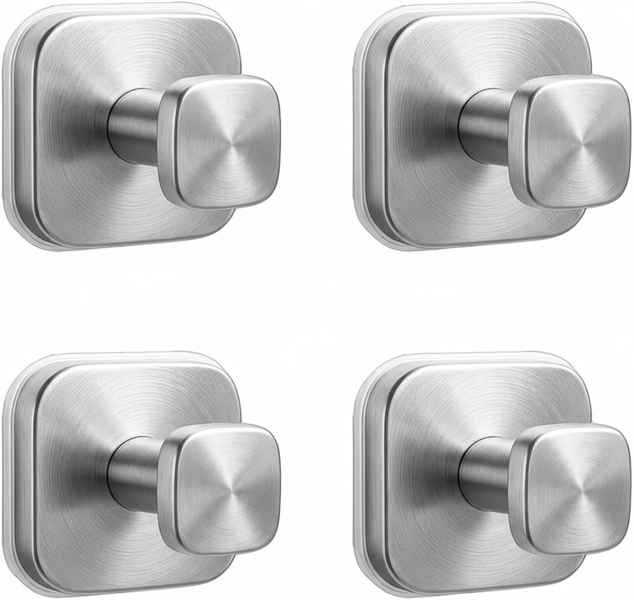 Lysas 4-Pack Heavy Duty Shower Hooks - No-Drill Reusable Suction Cup Hooks for Bathroom, Kitchen, Glass, Tile & Mirror to Hang Towels, Robes, Coats & Wreaths - Silver