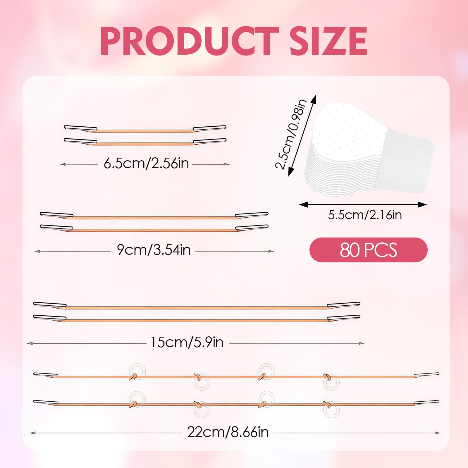 Tape Lifting Viso Set,Face Lifting Tape,Set di Nastri per il Viso contro il Doppio Mento,80 Adesivi Invisibili e 4 Corde di Sollevamento Riutilizzabili per un Contorno a V Istantaneo,Collo
