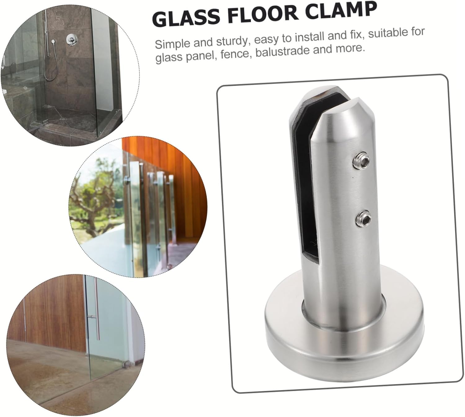 Mikikit Practical Fencing Post Bracket Sturdy Glass Clip for Balustrade Garden Fencing Post Clamp