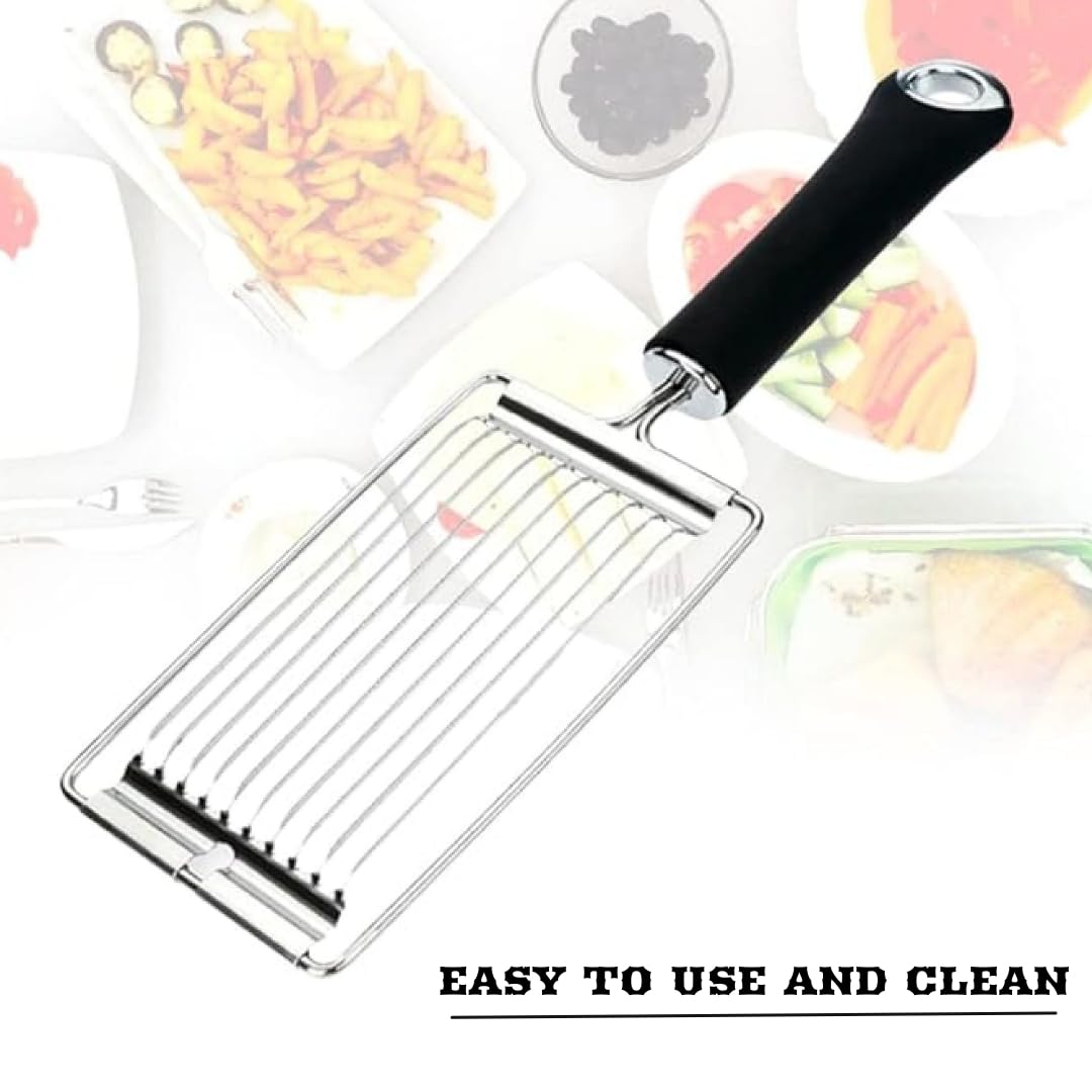 PIKFOS Kitchen Tools Tomato Slicer,Stainless Steel Handheld Boiled Eggs Slicer Tomato Cutter Veggie Chopper,Handheld Strawberry Slicer with Handle, Dishwasher Safe Tomato Cutter for Kitchen 2