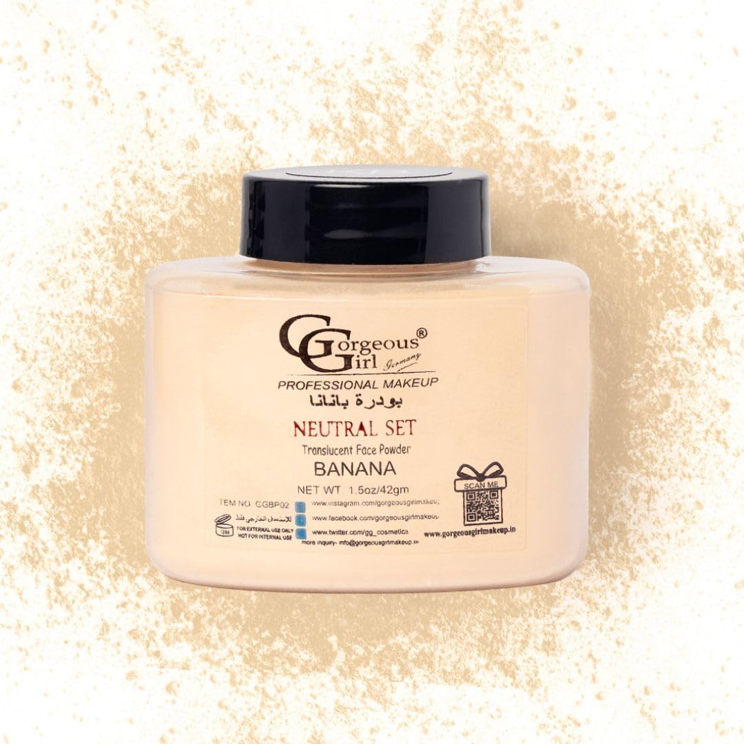 Gorgeous Girl Makeup Banana Loose Powder | Make Up Setting Powder | Provides Long-lasting Coverage Banana Powder for Face | Lightweight & Blendable Loose Powder for Women- Beige