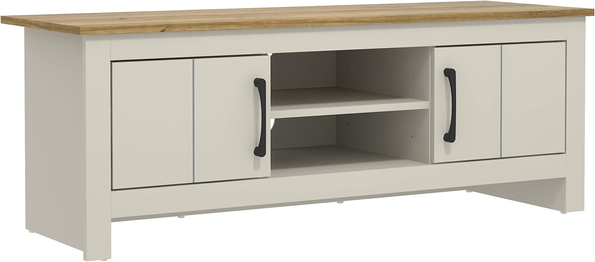 Galano Limestone TV Unit – TV Stand Cabinet for up to 50-inch TVs, 2-Door Storage Table for Living Room & Bedroom, 119cm Modern TV Stand – Light Grey
