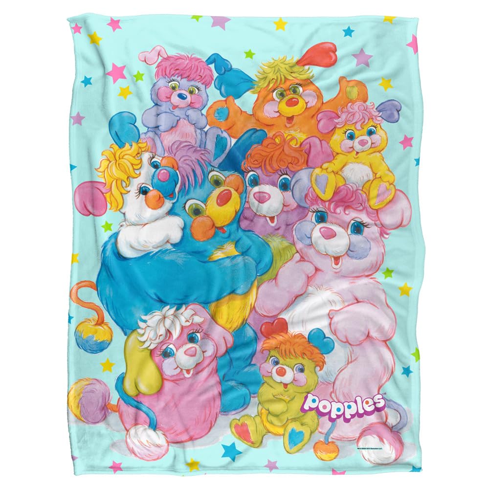 LOGOVISION Popples Group Shot Coperta super morbida al tatto setoso – 152 x 127 cm