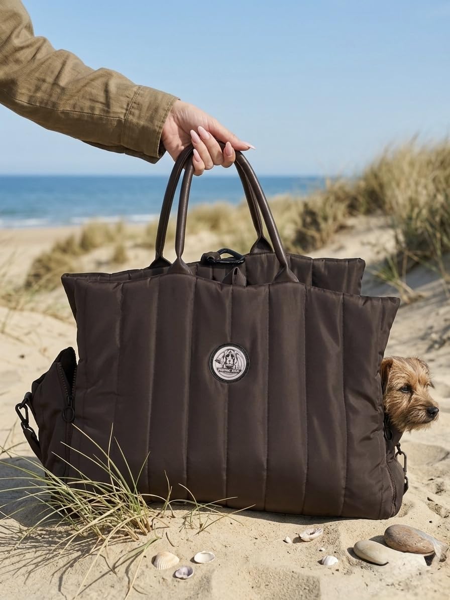 Hundetragetasche Donna 3-in-1 Hundetasche, Autositz & Reisebett in einem Schokobraun- Für kleine Hunde bis 10 kg-Stylisch & komfortabel