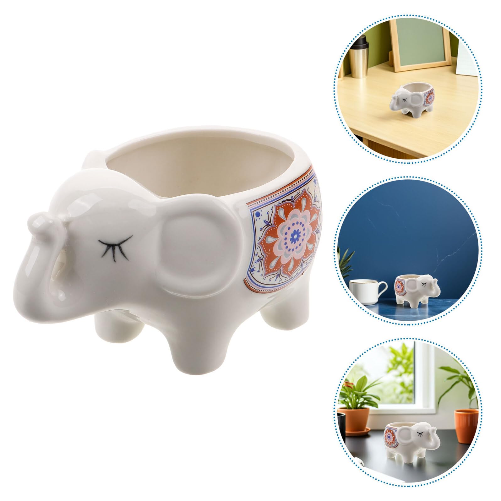 Levemolo 2 Szt. Ceramiczne Doniczki Słoniowe Ręcznie Wykonane Porcelanowe Osłonki Sukulenty i Kaktusy Małe Dekoracje Biurko Do Domu i Biura Unikalne Ceramiczne Do Roślin Doniczkowych