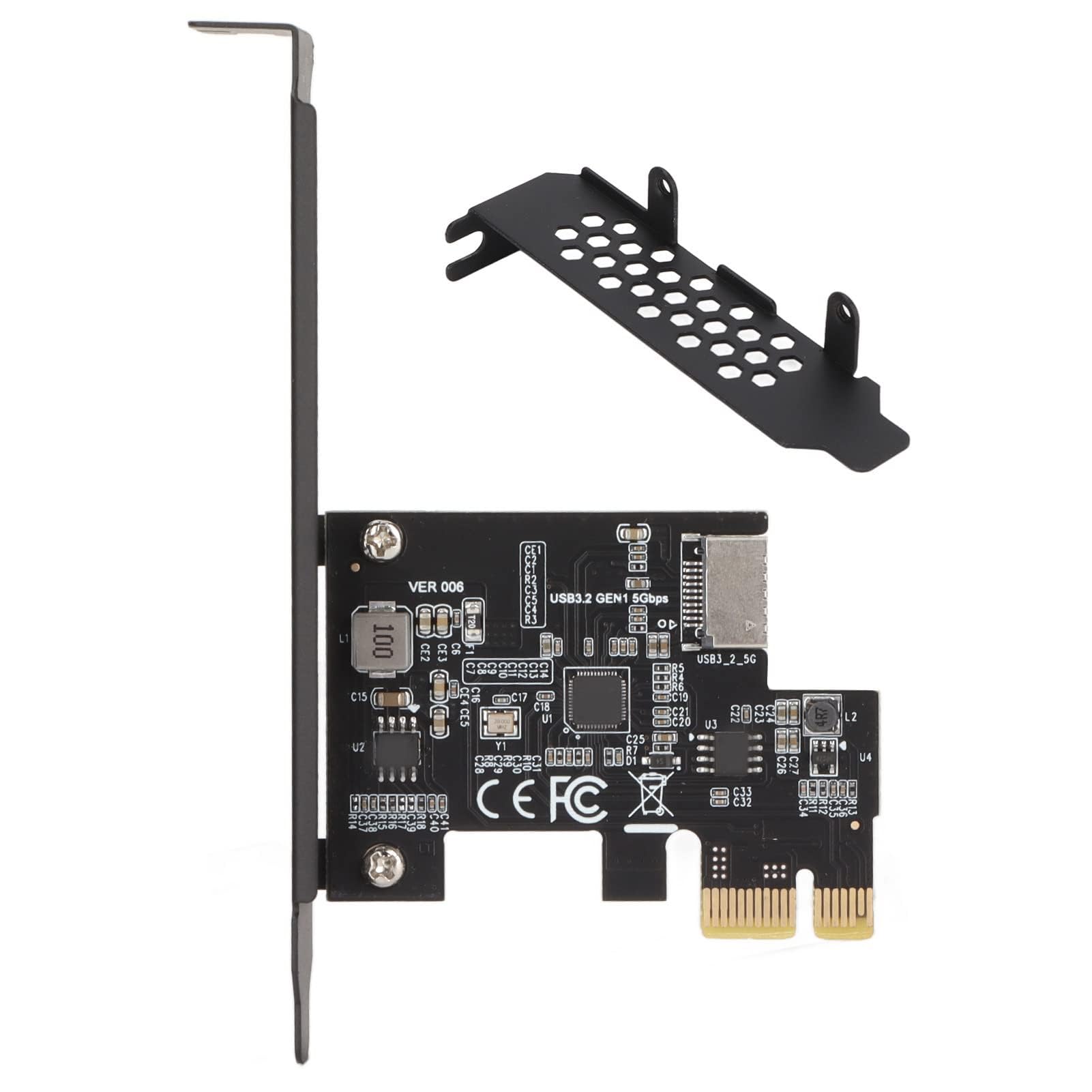 Karta Rozszerzająca PCIE na Typ E, Karta Rozszerzająca USB3.2 PCI E dla XP 7 8 10 11 LINUX, ASMedia ASM1042A Master Control, PCIE na USB3.2 GEN1 5 Gb/s Typ C Przód(Czarny)