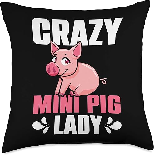 Vista 4 de Crazy Mini Pig Lady Miniature Pig Owner Throw Pillow