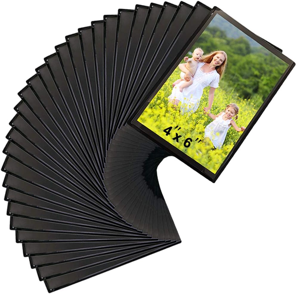 Sooyee 30 PACK Magnet Photo Frame Refrigerator,4X6 Magnetic Picture Holder, Magnetic Picture Frame Fridge(Black)