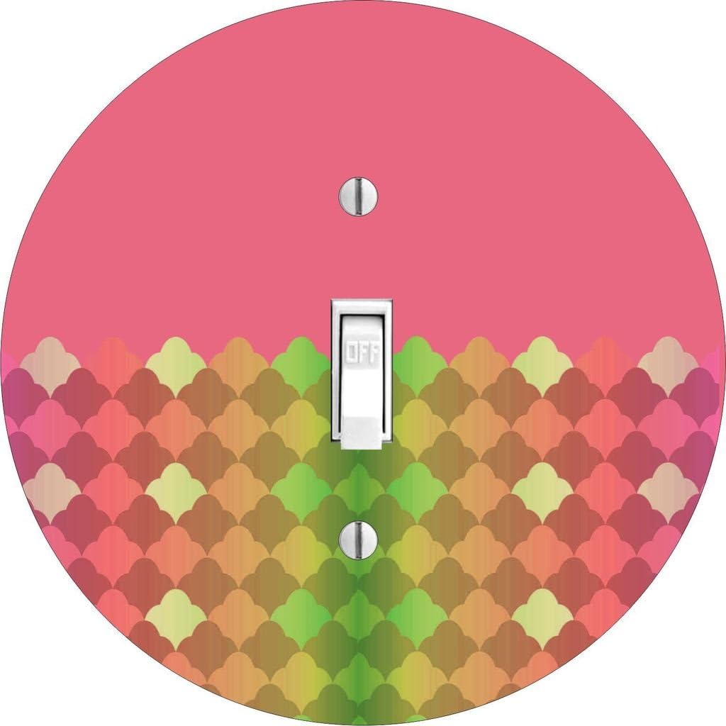 Pink Colorblock Gradient Lattice Hardboard Light Switch Cover for