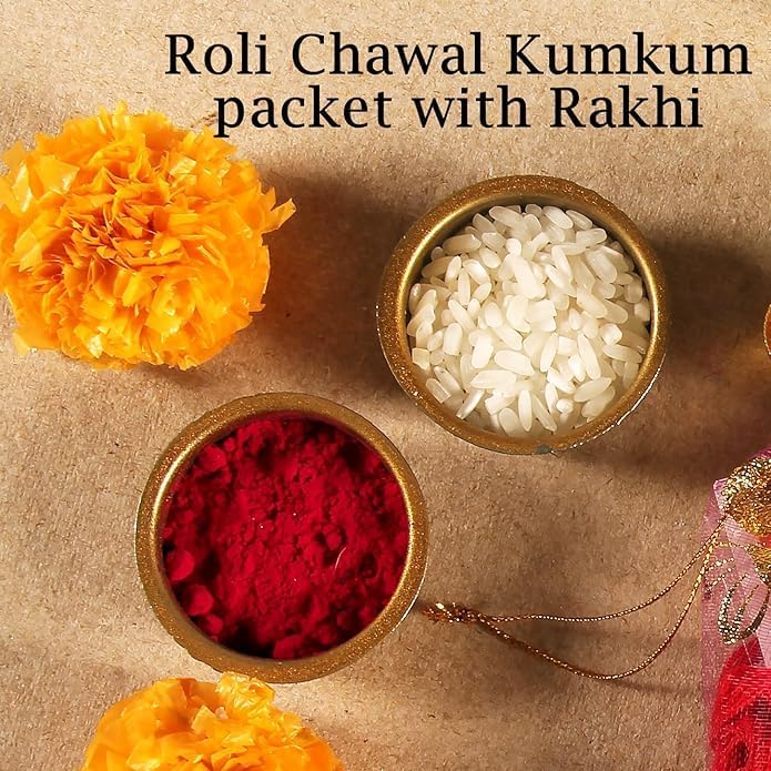 Miniatura 6 de Multicolor Beads Rakhi Set of 3 Rakhi for Brother with Raksha Bandhan Rakhi Greeting Card  Roli Chawal Tika - Raksha Bandhan Rakhi for Brother