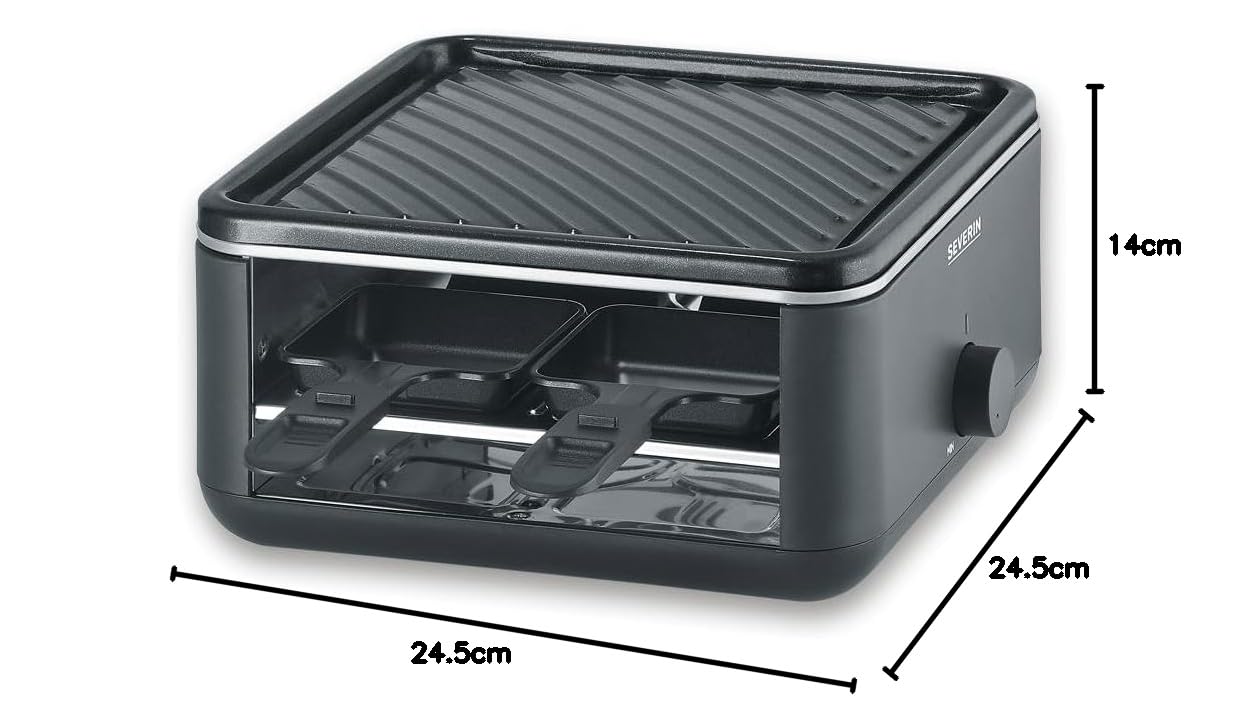 SEVERIN Mini Raclette-Grill 4 Personen 600W Black Line RG 2360