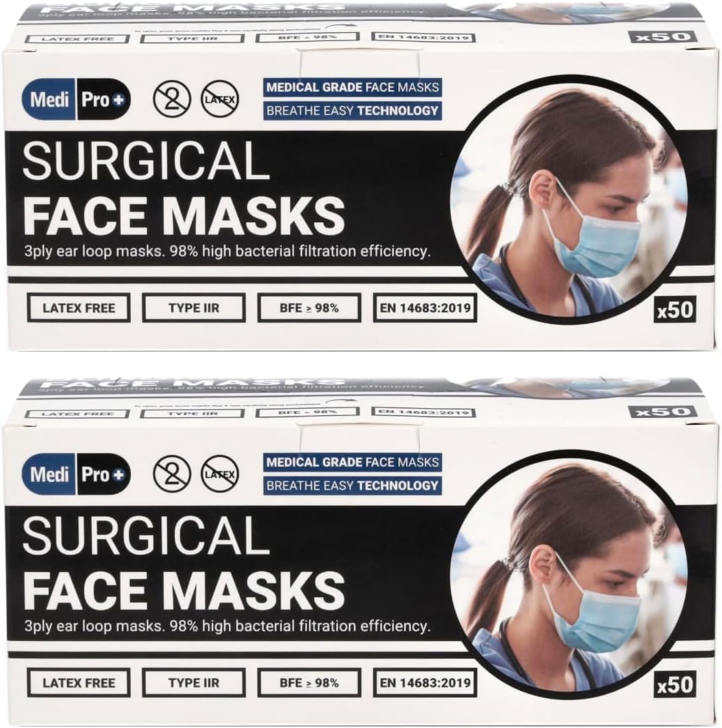 VIROSA Extra VALUE 3 Layer Face Masks | PACK of 100 | Comfortable, Protective and Suitable For Sensitive Skin – Blue