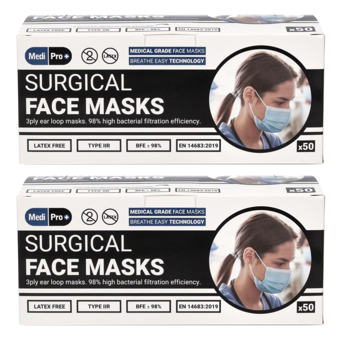 Extra Value 3 Layer Face Masks | Pack Of 100 | Comfortable, Protective And Suitable For Sensitive Skin Â Blue 5060801450645