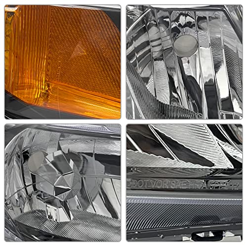 Adcarlights For 2012 2013 2014 2015 Civic 4Dr Sedan Headlight Assembly Compatible With 12-13 Honda Civic 2Dr Coupe Clear Lens Black Housing Amber Reflector Fit Coupe/Sedan (Except Hybrid Model) #TOP3