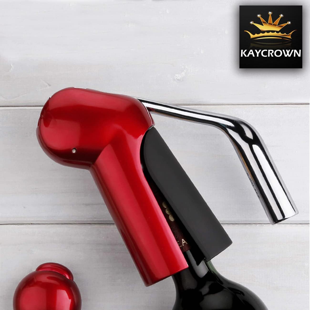 KAYCROWN Wine Bottle Opener - Vertical Lever Corkscrew Wine Opener with Foil Cutter & Extra Screw, Manual Handheld Wine Corkscrew with Ergonomic Lever Pump - Image 3