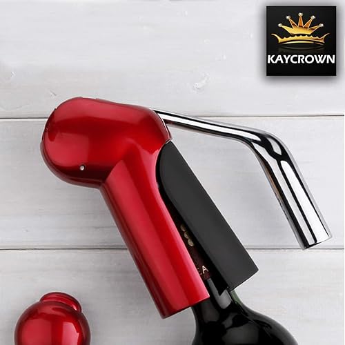 Miniatura 3 de KAYCROWN Abrebotellas de vino  Sacacorchos de palanca vertical con cortador de papel de aluminio y tornillo extra, sacacorchos manual de mano con