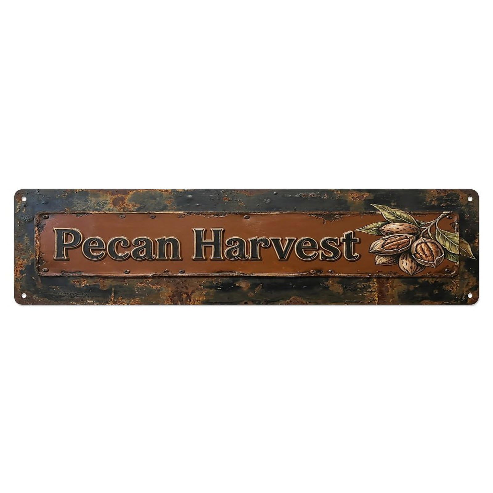 Vintage Pecan Harvest Buttery Farmhouse Metal Tin Sign