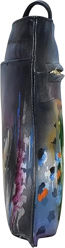 Miniatura 7 de Anuschka Bandolera delgada pintada a mano para mujer con cremallera frontal, cierre de cremallera superior, bolsillos multiusos y funda óptica