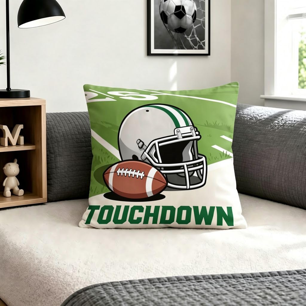 Touchdown Football Helmet Boho Pillow Covers -16x16