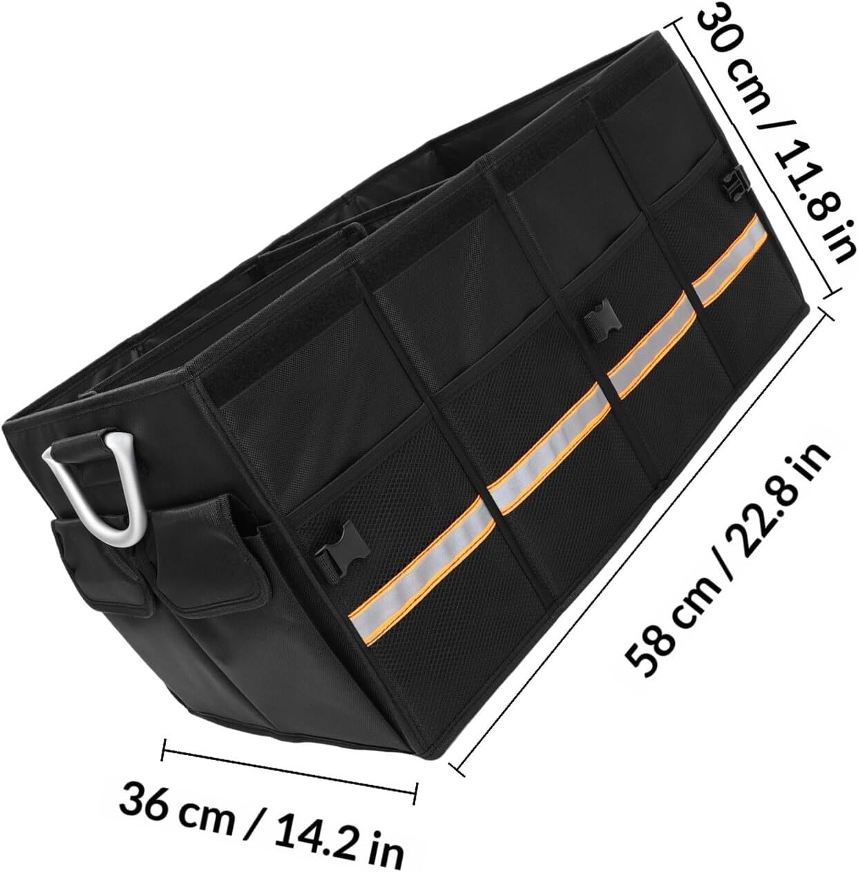 Car Trunk Organizer Large Black Car Storage Organizer Box for Vehicle Trunk without Lid for Travel and Daily Use