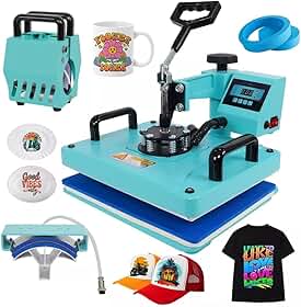 Prensa Térmica Sublimação 5x1 Máquinas De Prensa Térmica Transferência De Calor Por Para Camisetas Caneca Chapéu Placa (Azul 110V)
